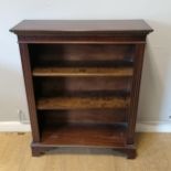 Mahogany low shelf unit with adjustable shelves 78cm x 29cm x 96cm high in good used condition