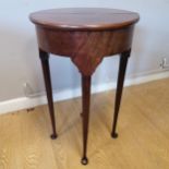 Antique Mahogany half moon fold-over side table with lift up top and interior storage compartment