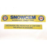 2 x original aluminium advertising signs ~ Snowcem (64cm x 10cm) & information sign with slight