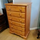 Pine six drawer chest of drawers 77cm x 45cm x 120cm high in good used condition