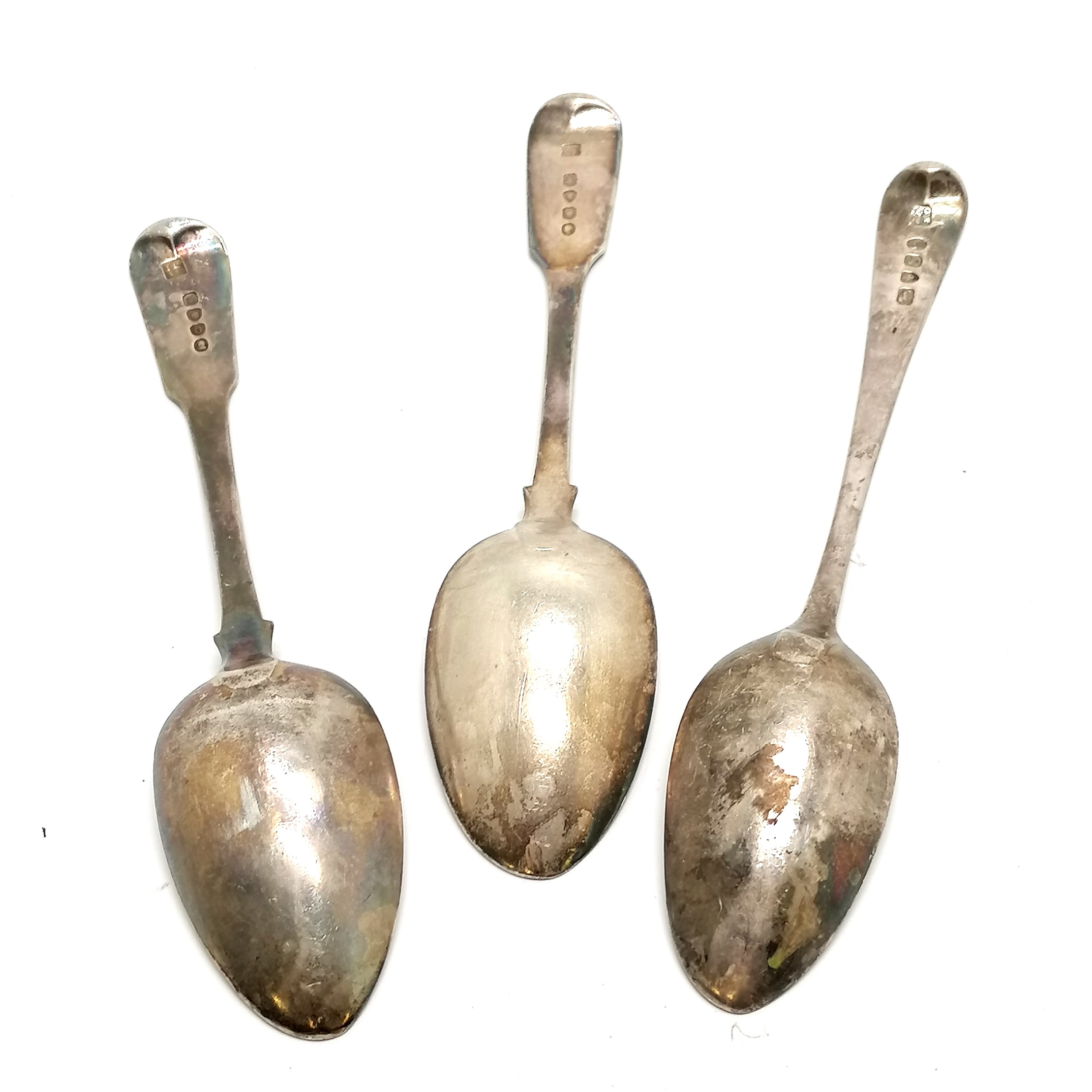 3 x Georgian silver spoons - longest 17cm & total 121g - Image 2 of 2