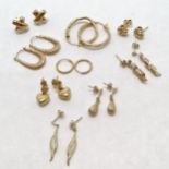 9 x pairs of 9ct gold earrings (some unmarked) - 6.5g - SOLD ON BEHALF OF THE NEW BREAST CANCER UNIT