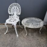 Aluminium garden coffee table and single chair