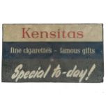 Original Kensitas cigarettes aluminium advertising sign - 40cm x 23cm in used condition