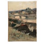 Watercolour painting mounted on board signed Gordon G Smith 1889 (biography affixed to reverse) -