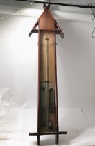 Antique Admiral Fitzroy mercurial gauge barometer in a Gothic revival style oak case - 131cm