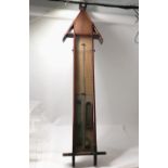 Antique Admiral Fitzroy mercurial gauge barometer in a Gothic revival style oak case - 131cm