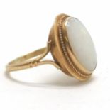9ct hallmarked gold opal cabochon ring - size M½ & 2.3g total weight