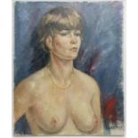 Oil on canvas portrait painting of a nude lady signed E Eardley - 56cm x 46cm
