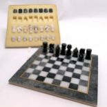 Boxed marble chess board + pieces - board 25cm square