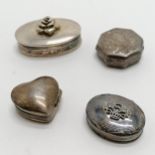 4 x silver pill boxes ~ oval set with rose (4.5cm) by Mark Houghton Ltd, set with marcasite,