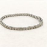 18ct white gold diamond tennis bracelet - 17.5cm long & 45 diamonds approx 3.3mm diameter each ~ 13g