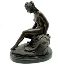 Contemporary bronze cast study of a seated nude female after Christophe-Gabriel Allegrain (1710-