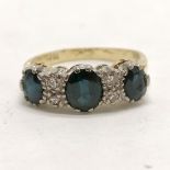 18ct marked gold sapphire & diamond ring - size M½ & 4.2g total weight ~ the shank is fractured