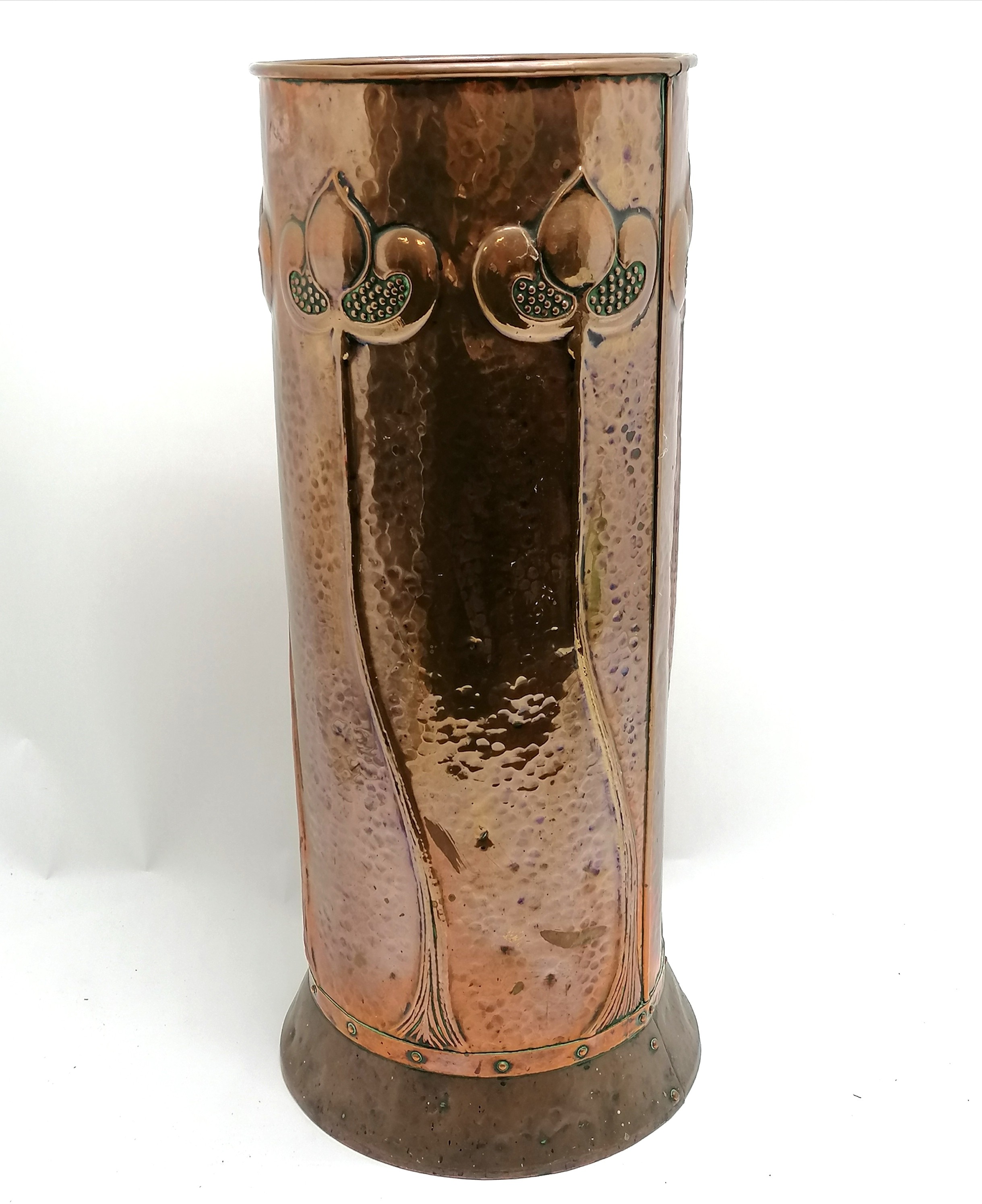 Antique Arts & Crafts / Art Nouveau copper stick stand - 61cm & 23cm diameter top ~ no obvious - Image 5 of 5