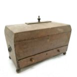Unusual antique pine box with caddy top & drawer to base with original scumble paint finish and