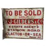 Original enamel E J Gilders & Co estate agents (Clacton-on-sea) double sided advertising sign -