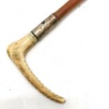 Antique silver mounted riding crop 63cm long with horn handle