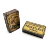 2 x Bryant & May metal matchboxes / strikers ~ By Royal Letter's Patent & Marquis of Lorne - 4.2cm x