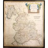 Framed 18th century (or earlier) map of County Palatine of Lancaster by Robert Morden (c.1650–