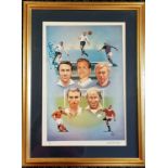 Framed 1966 World Cup print (#88/500) by Mike Francis hand signed by Jimmy Greaves - 62cm x 46cm ~