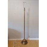 Brass column standard lamp. 145 cm high and shade