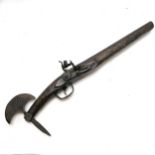 Vintage reproduction of an antique flintlock combination gun with spike & blade - 47cm long & has