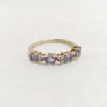 14ct hallmarked gold tanzanite / white stone set ring - size L & 2.1g total weight