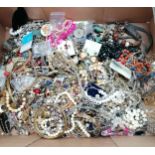 Large box of costume jewellery inc heart earrings, dog pendant etc