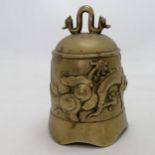 Oriental bronze temple bell with 5 toe dragon detail 22cm high