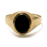 9ct hallmarked gold signet ring set with black onyx - size Q & 2.1g total weight - SOLD ON BEHALF OF