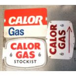 3 x Calor Gas advertising signs - largest 61cm x 41cm & all in used condition