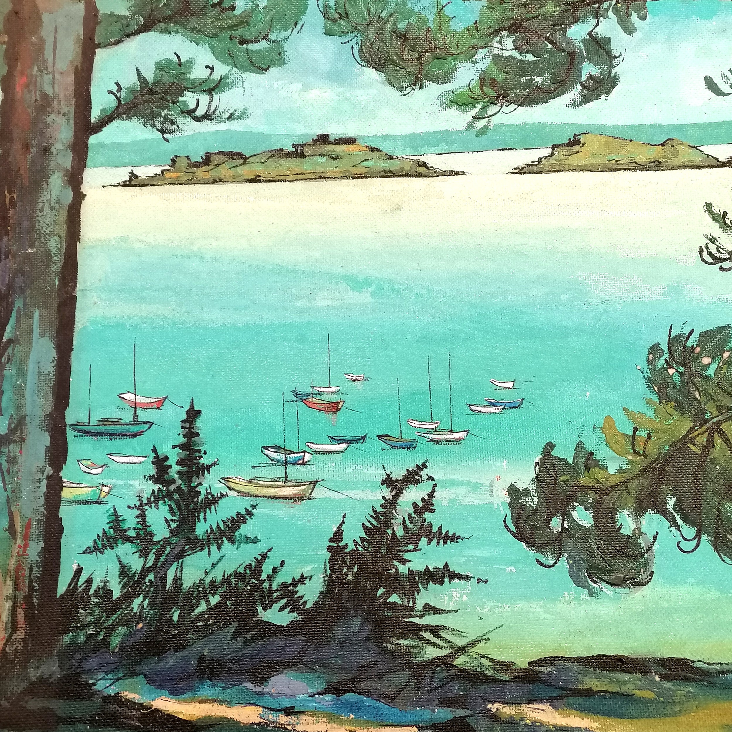 framed oil painting on board signed Appleby - to the reverse 'Plage De Port Pican' -124cm x 63cm - Image 2 of 4