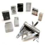 8 x cigarette lighters inc Zippo naval crested t/w multi tool pocket knife