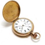 Antique gold plated hunter pocket watch (4.8cm case) by Lancashire Watch Co Ltd, Prescot - has dents