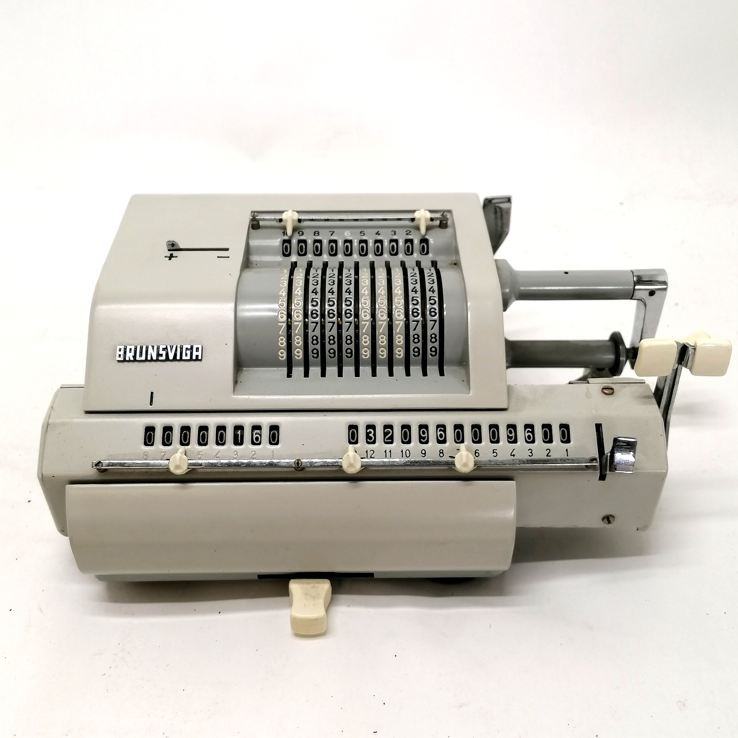 Brunsviga vintage calculating machine T/W a large scale numerical interchangeable stamp 28cm long. - Image 2 of 4