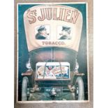 Vintage pictorial St Julien advertisement poster (1974 Athena) on a wooden frame - 57cm x 80cm & has