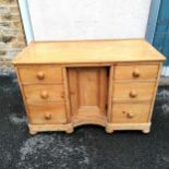Antique pine dresser base with 6 x drawers and central cupboard on bun feet 120cm wide x 55cm deep x