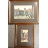 2 x framed watercolour paintings of York by Thomas W Walshaw (1860-1906) - largest 39cm x 49cm