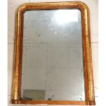 Antique gilt framed round arched over mantle mirror - 120cm x 86cm
