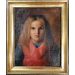 Antique framed oil on canvas painting of a girl - 43cm x 51cm