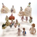 Collection of antique pin dolls some complete with original fabric bases. tallest 22cm high. All