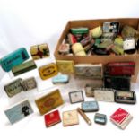 Large quantity of cigarette & tobacco related advertising tins and a full pack of Bell's Asbestos