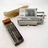 Brunsviga vintage calculating machine T/W a large scale numerical interchangeable stamp 28cm long.