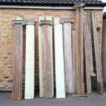 A collection of architectural carved wooden decorative panels as fluted columns. 8 x 240cm long x