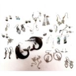 Qty of silver earrings inc large dolphins made from coconut (5cm long), Carrick Jewellery, cat /