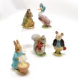 5 x Beswick Beatrix Potter figurines - 4 with gold oval (Timmy Tiptoes, Pigling Bland, Cecily