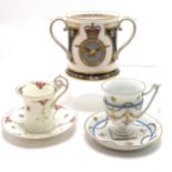 Spode Battle of Britain loving cup - 11cm high & 10cm diameter t/w 2 cabinet cups