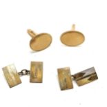 Pair of 9ct marked gold cufflinks - 6.9g t/w 9ct gold front & back silver cufflinks etc ina circular