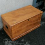 Antique Elm blanket box with candle box 86cm wide x 49cm deep x 44cm high in good condition